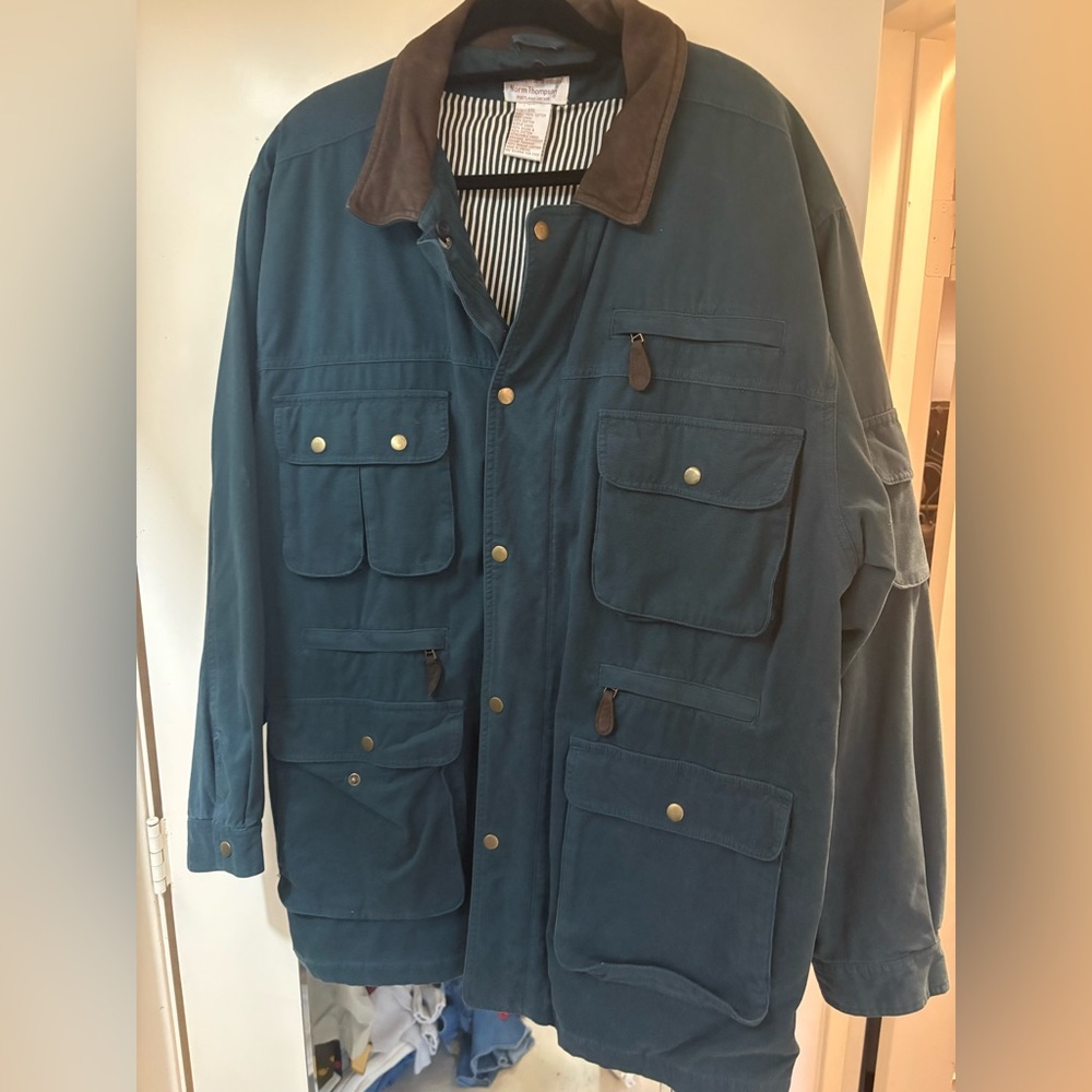 Men's Teal Jacket with Brown Accents